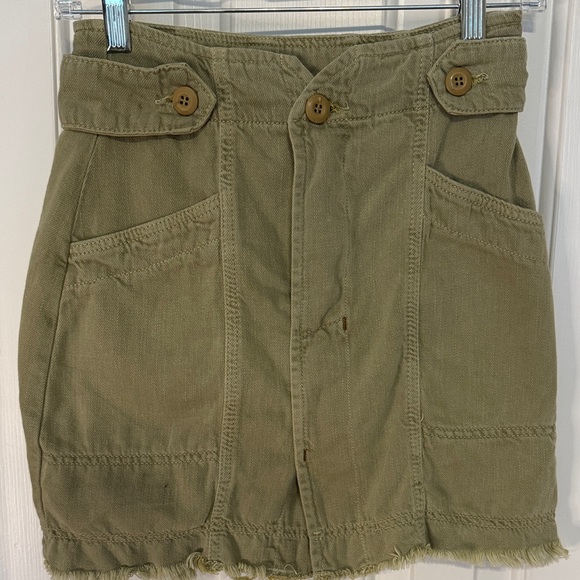 Free People Khaki Button-Fly Skirt - Picture 1 of 7